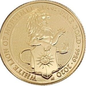 2020 U.K 1/4 oz Gold Queen's Beast White Lion of Mortimer