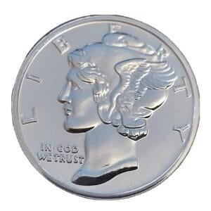 1 oz Silver Mercury Dime Round Gem Bu .999 Fine