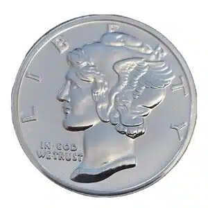 1 oz Silver Mercury Dime Round Gem Bu .999 Fine