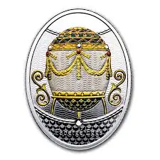 2023 Niue Silver Faberge Egg Cradle with Garlands